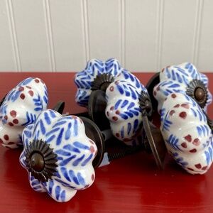 Vintage Drawer Pulls, Decorative Ceramic Handles, 6 Knobs for Cupboards, Chests